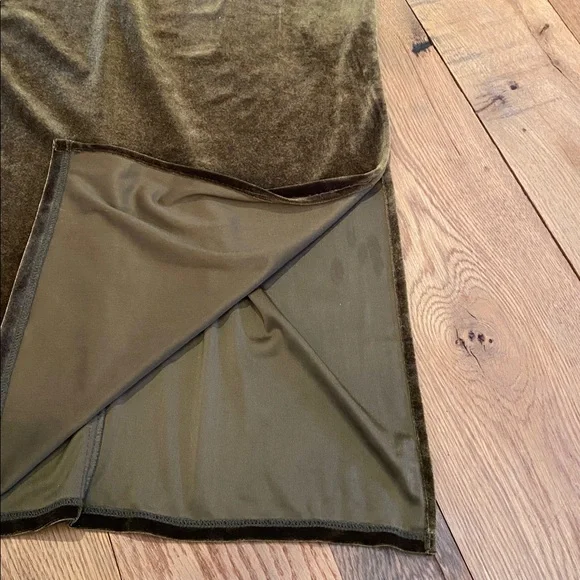 Taylor Velvet Olive Green Spaghetti Strap Side Vents Cowl Drape Front SMALL - Picture 3 of 7